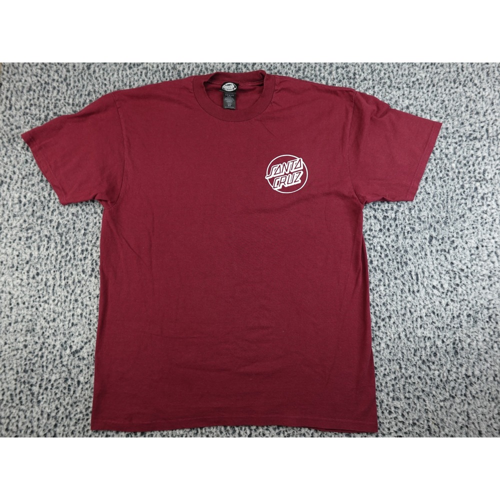 Santa Cruz T-Shirt Mens Large Burgundy Excellent Dot Logo Skate Graphic Tee